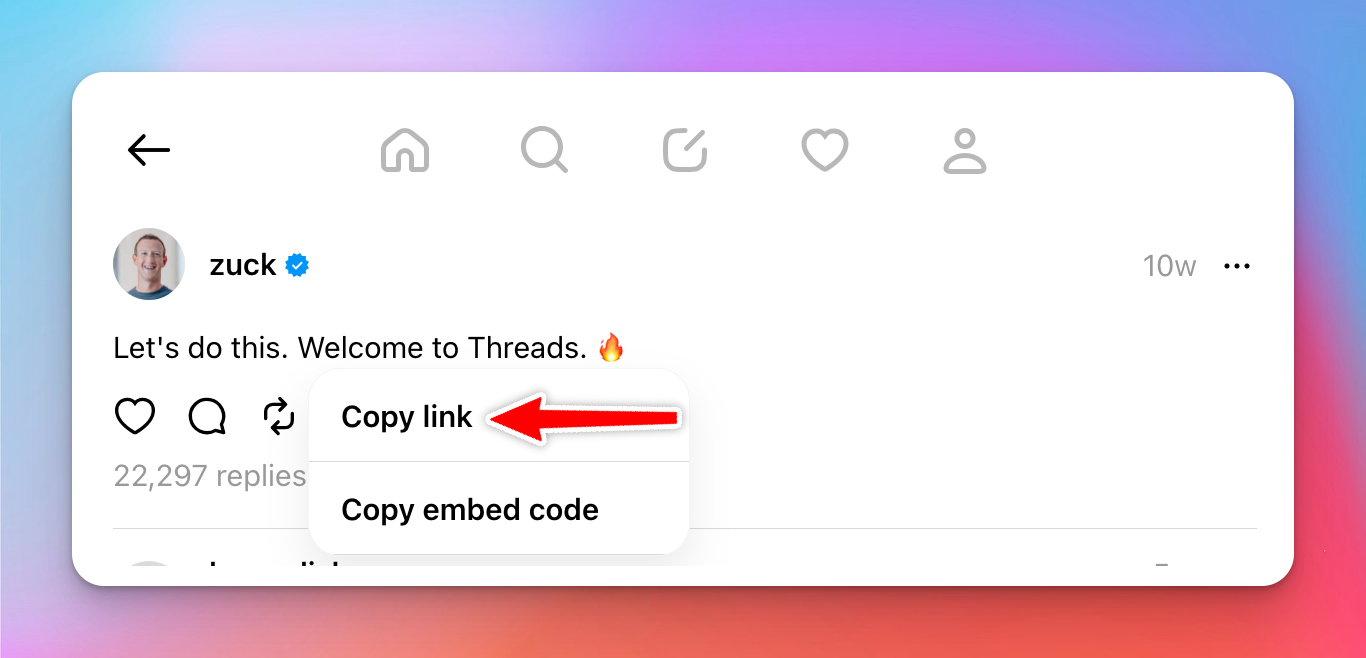 Copy thread url using Google Chrome